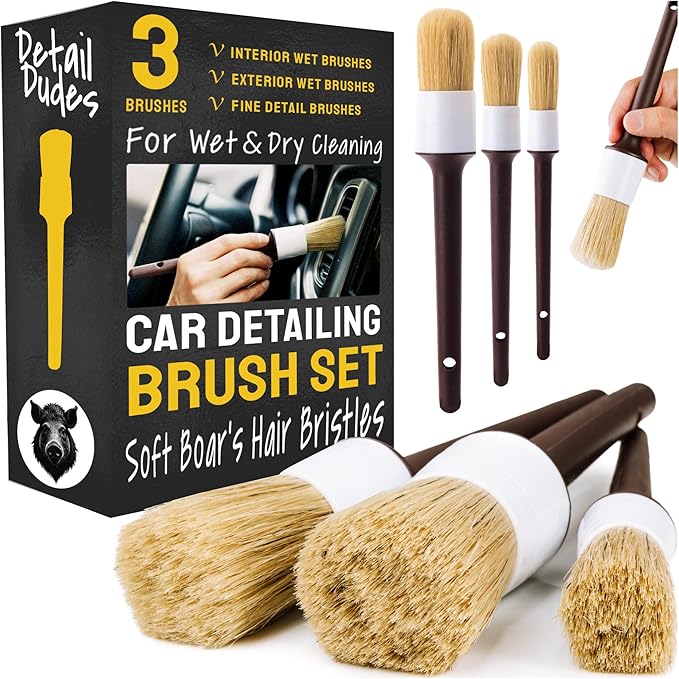 Car Detailing Brush Set 3-pc, Car Detailing Kit Interior by Detail Dudes