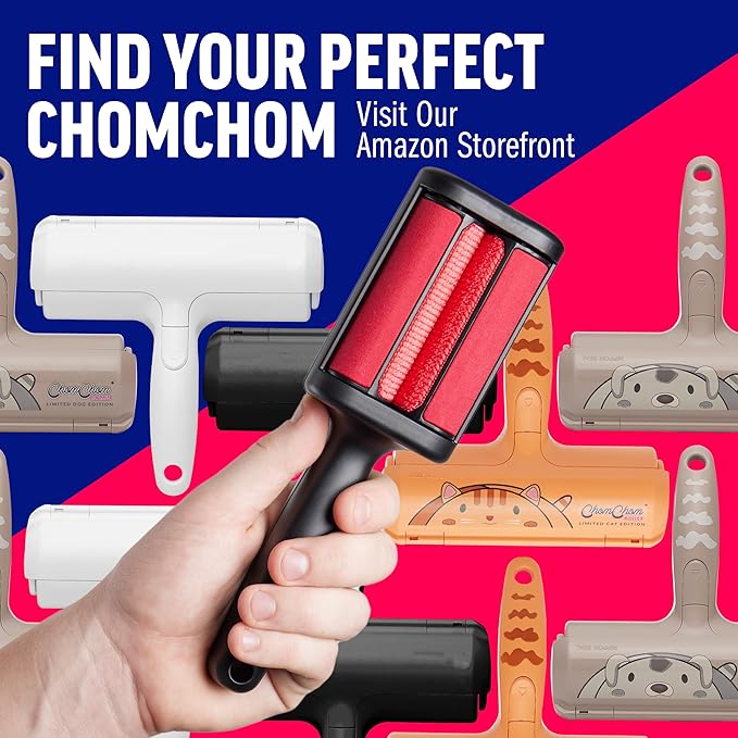 ChomChom Roller Pet Hair Remover – Reusable Lint Roller Pet Hair Removal Tool for Clothes, Couches, Cars and Travel - Cat Dog Hair Remover, Compact, No Sticky Refills Needed (Mini Roller)