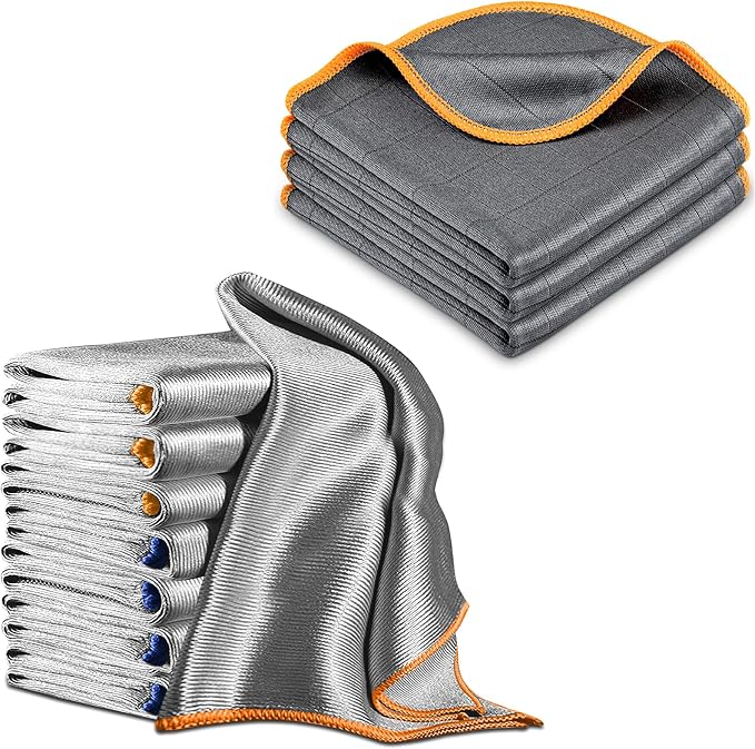 Airlab Microfiber Cleaning Cloths Polishing Windows Glass Lint Free Rags, Pack of 8 and Carbon Microfiber Glass Polishin