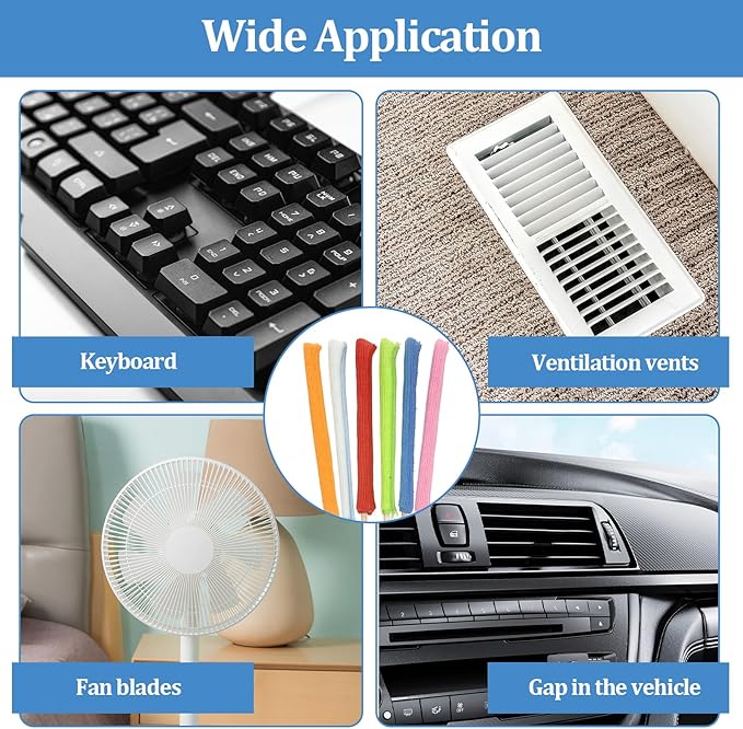 Microfiber Detail Duster Sticks,12 Pcs Mini Dusters for Cleaning,Mini Duster Crevice Cleaning Tool Car,Air Vent Cleaner Fan Cleaning Brush