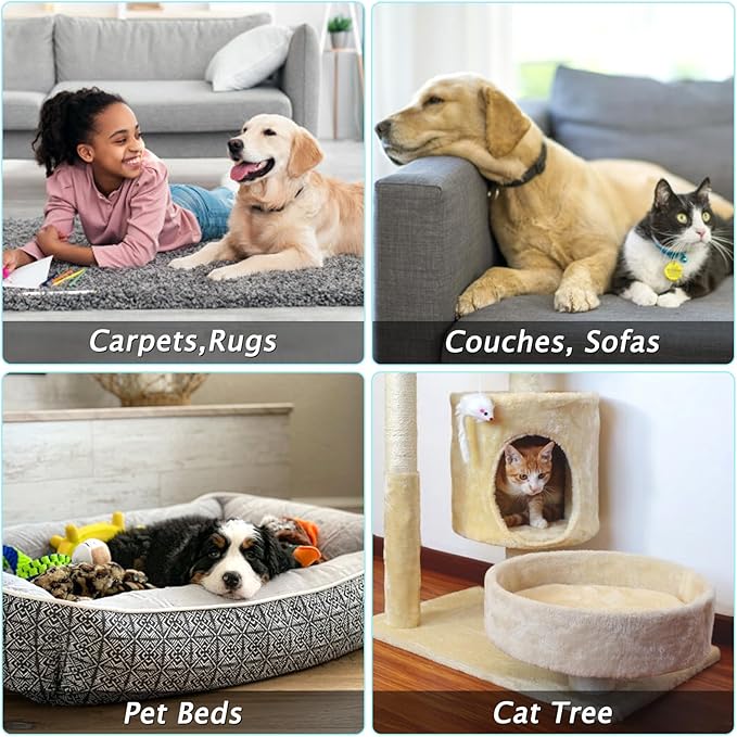 Carpet Rake for Pet Hair Removal - Reusable Pet Hair Remover, 45” Adjustable Long Handle Cat Dog Carpet Rake Scraper with Patented Design, Dog Hair Rake Brush for Rugs, Mats