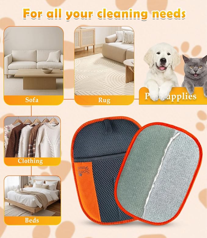 Pet Hair Removal Glove | Soft Grooming Brush for Dogs & Cats | Massage Tool | Easy Hair Removal for Furniture and Clothes | Reusable Pet Hair Remover for Couch, Carpet & Car Seats 1PCS