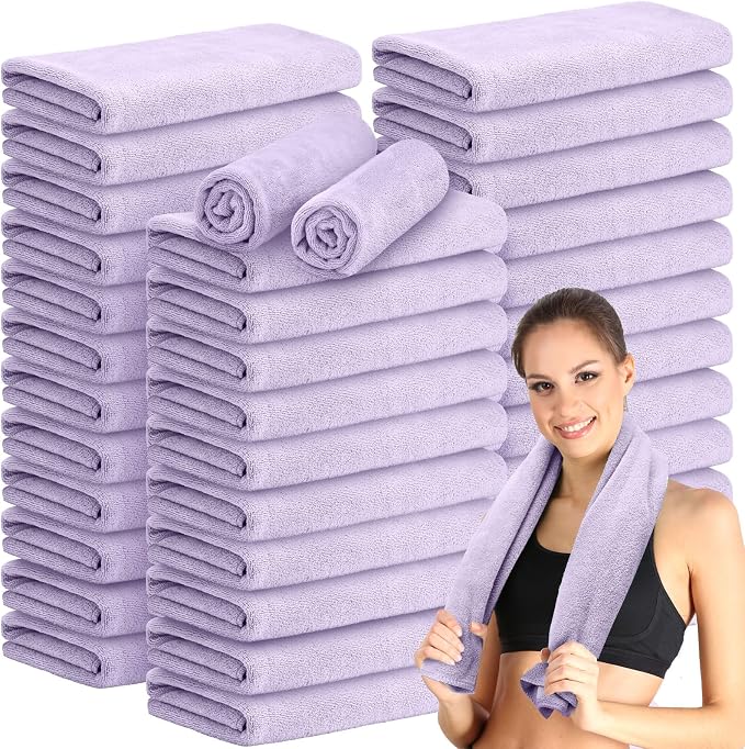 SmoothNovelty 36 Pcs Microfiber Gym Towel 16 x 28 in Bleach Proof Towels Absorbent Soft Sweat Towels Quick Dry Lightweig