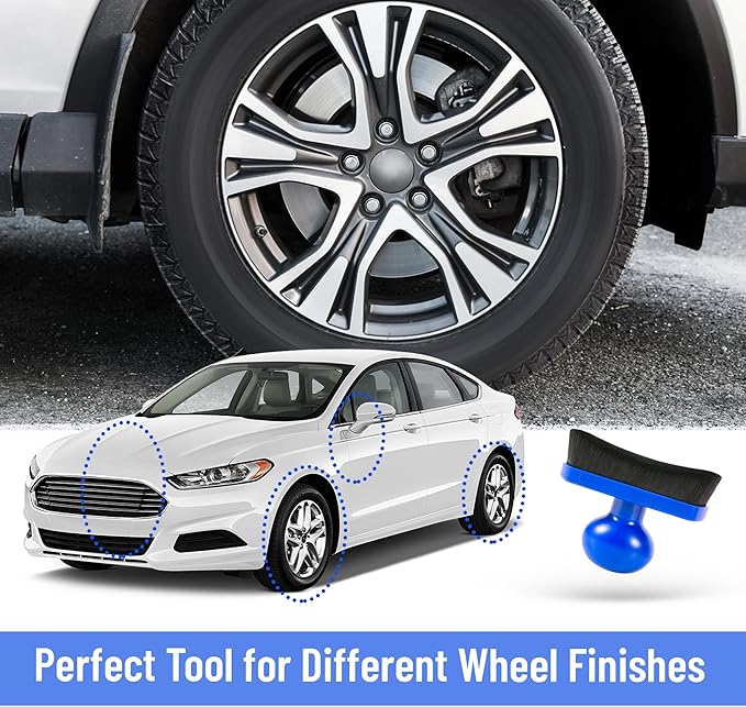 Car Tire Shine Applicator,Vegan Tire Shine Applicator with Curved Brush Head - Large Automotive Tire Dressing Applicator Brush with Storage Stand for Tire Detailing, 3.6 Inch -2pcs (Black&Blue)