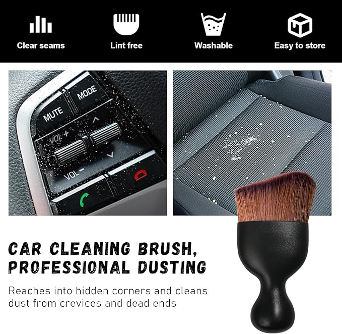 Ziciner Car Detailing Brush, Curved Soft Bristles Auto Removal Dust Collectors, Universal Vehicle Dashboard, Air Conditioner Vents etc Interior Cleaning Tool Accessories (Dark Brown)