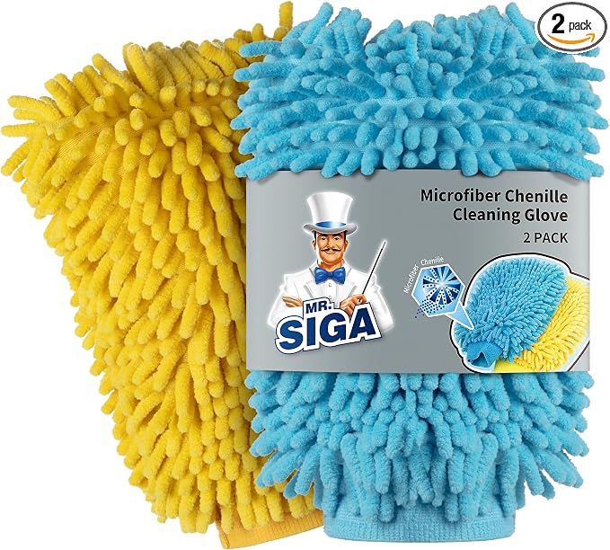 MR.SIGA Microfiber Car Wash Mitt, Chenille Wash Mitt for Car Washing