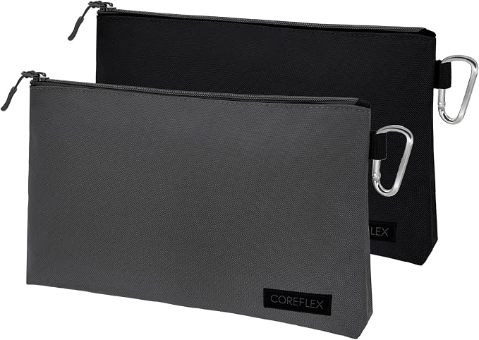 COREFLEX 2 Pack Premium Tool Pouch Zipper Bag with internal pockets, 12inch Tool Bag, Multipurpose Storage pouch, Flat B