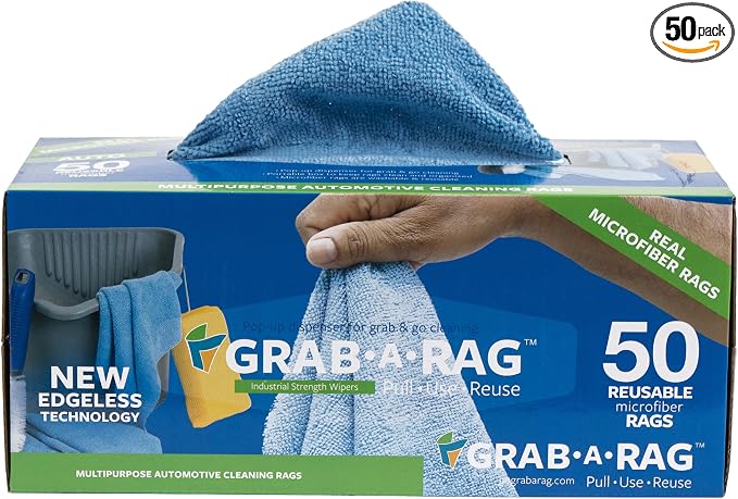 Grab a Rag R-004004 Blue 12x12 Microfiber Auto Towel, 50 Pack