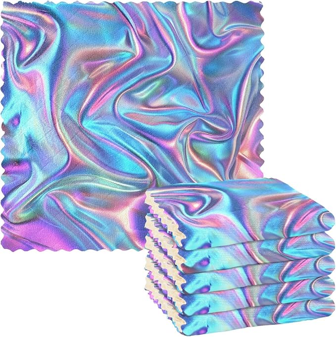 ALAZA Dish Towels Kitchen Cleaning Cloths Iridescent Blue Purple Rainbow Dish Cloths Absorbent Kitchen Towels Lint Free