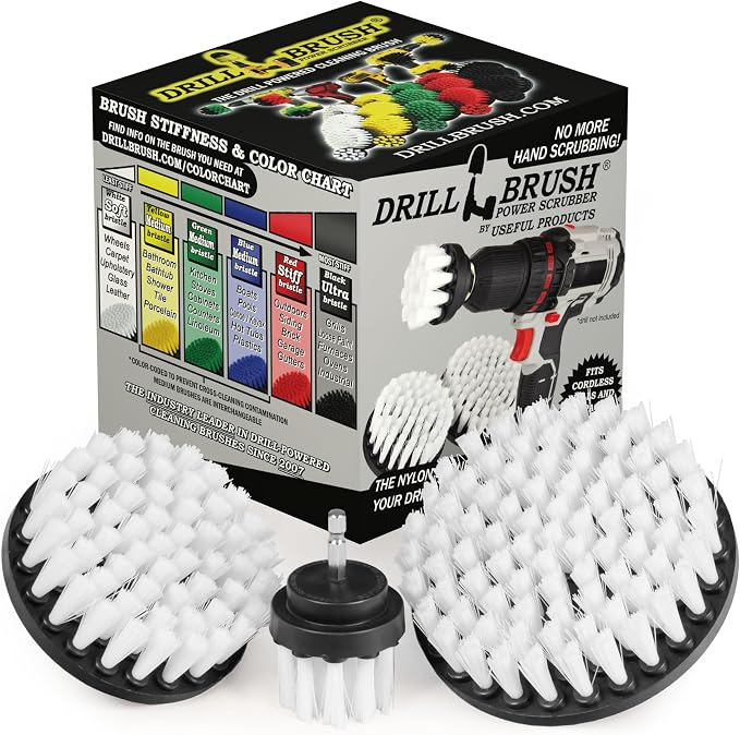Drill Brush Attachment for Car Detailing & Washing, Wheels, Mats & Rugs