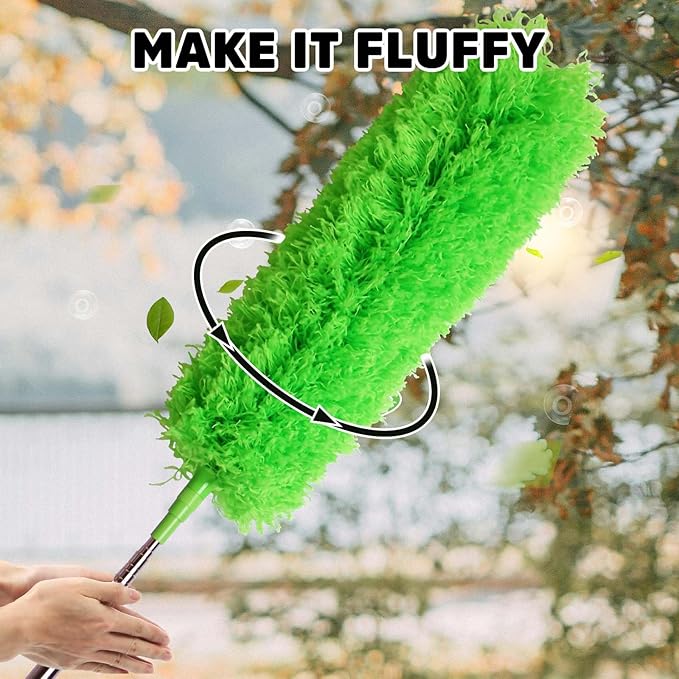 Cobweb Duster with Extension Pole, Bafezoze Ceiling Fan Duster with Long Handle, Spider Web Brush Flat Duster for Under Appliances High Ceilings Outdoor
