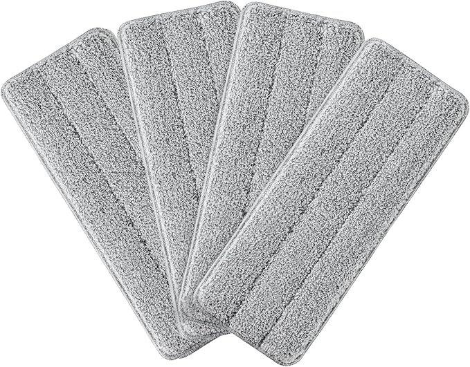 JOYMOOP Microfiber Flat Mop Pads, Washable Replacement Pads for 13 Inch Mop System, Grey, Pack of 4