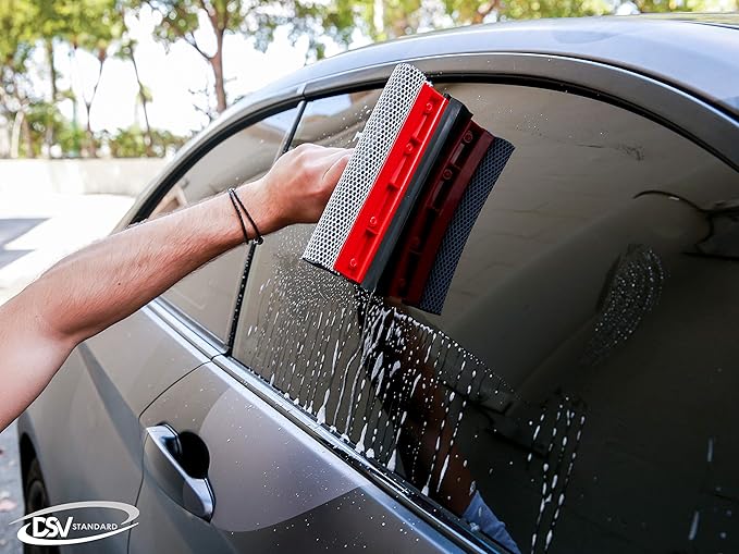 DSV Standard Window Squeegee for Window Cleaning, Window Cleaner Tool for Car Windshield, Shower Door, Boat | 2-in-1 Mini Squeegee for Home | Windshield Squeegee Kit for Car Windows