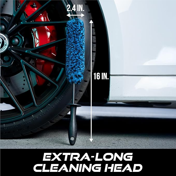 VIKING Wheel Barrel Brush, Cleaning Brush for Wheels and Car Detailing Kit, Regular Diameter, 16 Inch Length, Teal, 1 Pack