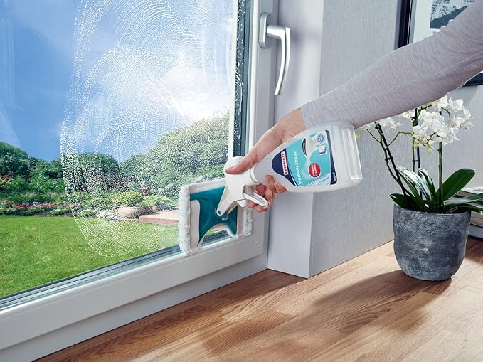 Leifheit Micro Duo Window Spray Cleaner for Spray and Washing, Window Cleaner with Flexible Joint and Replaceable Window Cleaner