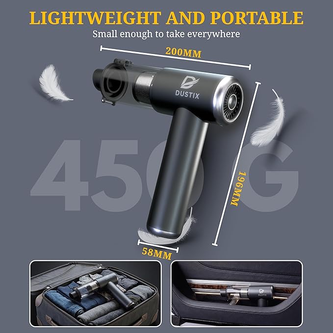 Car Vacuum Portable Cordless 20000Pa Powerful Handheld, Mini, Hoover Cleaner, 3 Speed Suction, Easy Empty, Rechargeable 7800mAh, Blower Inflator Deflator, Car Cleaning Kit