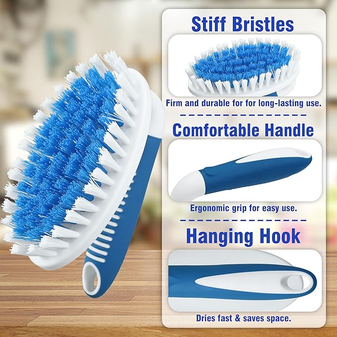 Scrub Brush, 2 Pack Household Cleaning Brushes with Stiff Bristles, Scrubbing Brush for Carpet, Shower, Bathtub, Kitchen, Pool Tile, Bathroom Scrubber