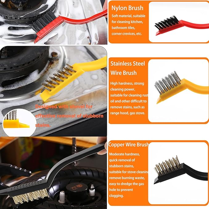 Cleaning Brush, 9 Pcs Hard Bristle Crevice Cleaning Brush Set for Kitchen Bathroom Toilet Grout Bottle Gap Window Tracks, Multifunctional Home Essentials Scrub Cleaning Tools