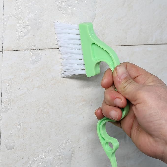 Slick- Window Track Cleaning Brush, 3 Pack, Colorful, Ergonomic Handle, Built-in Scraper, Multipurpose Window Track Cleaning Tools for Faucets, Shower Heads and Drains