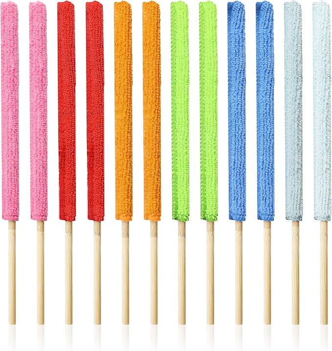 12 Pcs Microfiber Detail Duster Sticks Fan Cleaning Brush Crevice Cleaning Tool AC Vent Cleaner Mini Split Cleaning Kit
