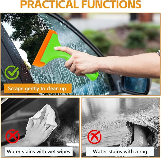 Wuyaoyao 2PCS Silicone Squeegee, Small Squeegee for Car, Automotive Mini Window Squeegees, Shower Squeegees, Water Wiper Cleaning Tool for Car Windshield, Window, Mirror, Glass Door (Green)