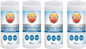 303 (30321) UV Protectant Wipes for Vinyl, Plastic, Rubber, Fiberglass, Leather & More Dust and Dirt Repellant - Non-Tox