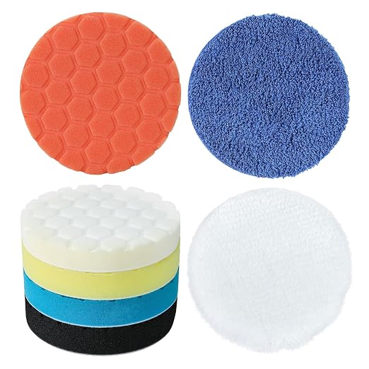 Bufing Polishing Pads - 7Pcs Face for Backing Plate, Car Compound Buffing Sponge Pads and Woolen Cutting Polishing Pad K