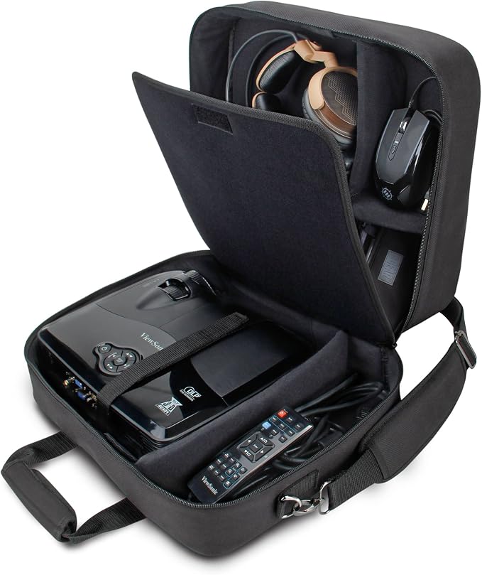 USA Gear Projector Carrying Case, Customizable Scratch Resistant Interior, HDMI Projector Bag Compatible with Epson, Ben