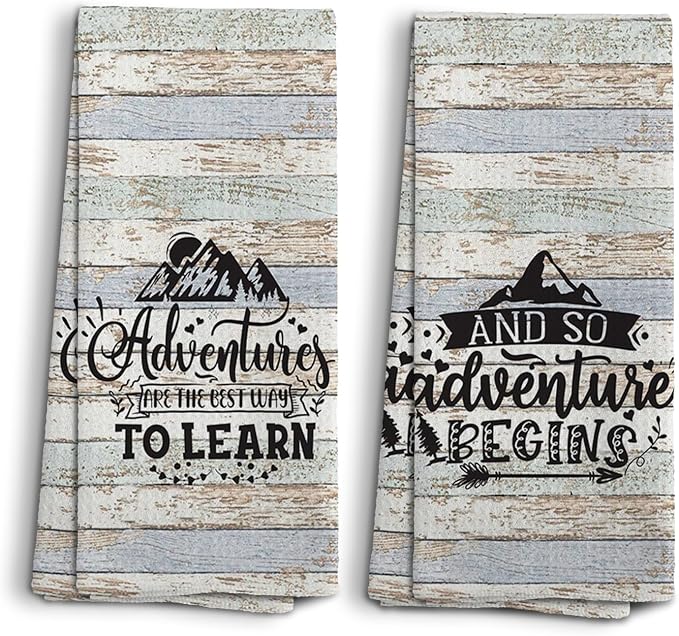 Camping Dish Towels, Camping Gifts, Adventure Time Kitchen Towels, Camping Decorations Hand Towels, Retirement Gift for