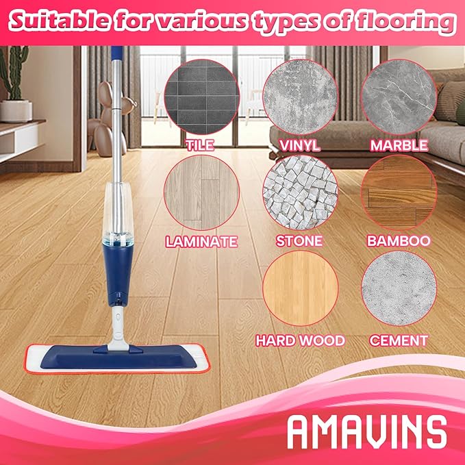 AmaVins 3 Pack Microfiber Cleaning Pads, Reusable Microfiber Mop Pads for 18 Inch Mop, Hardwood Floor Replacement Cleaning Mop Pads, Machine Washes