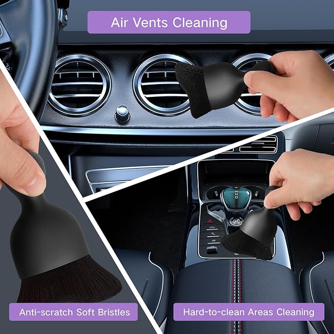Qydipclin 10pcs Windshield Cleaner Tool, Car Window Cleaning Wash Kit with 4 Reusable Microfiber Pads 1 Spray Bottle and Extendable Handle Auto Glass Wiper Kit, Purple
