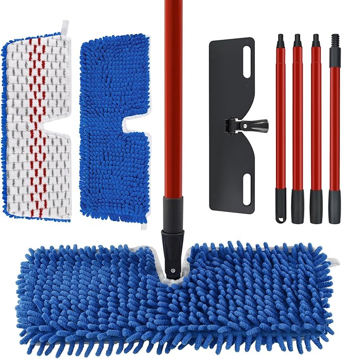 Microfiber Dust Mop Set for Floor Cleaning, Flat Mop for Wet & Dry to Clean Washable Flip Mops Pad for Ocedar Hardwood Floor 'N More 3-Action Mop, Adjustable 58" Mops Handle & 2 Reusable Refill & Base