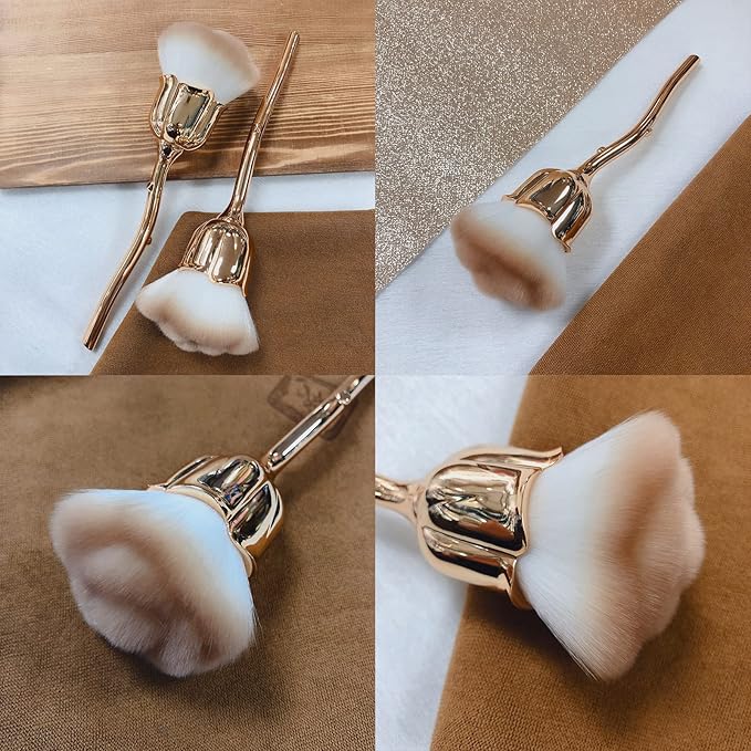 1Pc Acrylic Nail Brush Cleaner Nail Brushes for Cleaning Dust Large Powder Brush Makeup Blush Brush Dust Brush for Acrylic Nails Manicure Brush Remover Nail Art Tools (Gold-1)