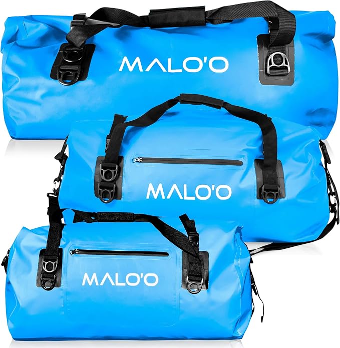 Malo’o Waterproof Dry Duffel, Heavy-Duty Roll Top Waterproof Gear Bag with Shoulder Strap & Molle Loops, Marine Duffel f
