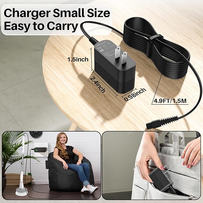 Charger for KHelfer Kh8 Pro Electric Spin Scrubber Compatible with Kh8 Series Kh1 Pro Kh2 KH8W KH8B KH8G Power Scrubber DC 9V AC Adapter