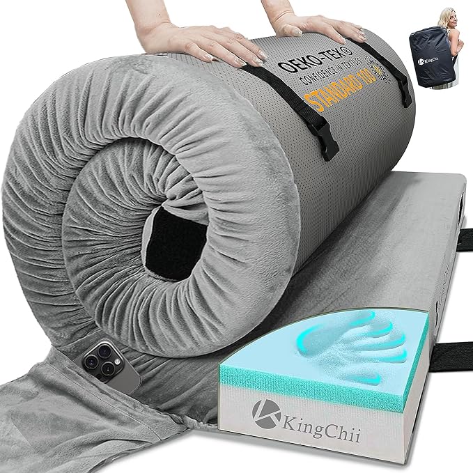 KingChii CertiPUR-US Memory Foam Camping Mattress, Portable Roll Up Travel Car Camping Mattress Sleeping Pad & Floor Mat