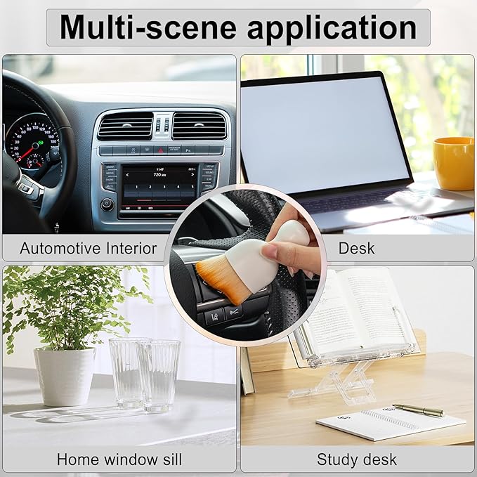 GaRhomxy Car Detailing Brushes, Car Interior Dust Sweeping Soft Brush, Soft Bristles Brush Cleaning Tool for Automotive Dashboard, Air Conditioner Vents, Computer, Scratch Free(White)