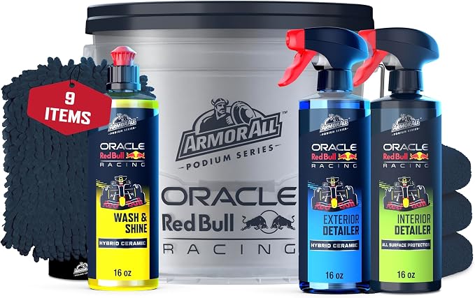 Armor All Podium Series Elite 9‑Piece Car Detailing Kit - Car Cleaning Kit with Bucket, Car Wash, Detailer Sprays, Wash