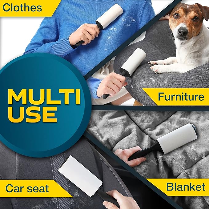Lint Rollers 900 Sticky Sheets, 10 Spare Rollers,10 Pack of Refills Only. Pet Hair Remover for Clothes, Furniture, Couch, Carpet, Dog Hair Remover, Cat Hair Remover, Animal Fur, Fuzz