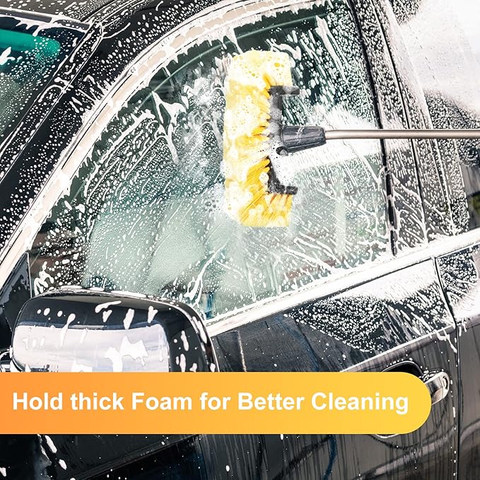 Tanlade 2 Pcs Car Wash Brush Head with Soft Detailing Bristle Flow Through Car Cleaning Brush Exterior Wash Equipment for Auto Truck RV Boat Camper(10 Inch,Yellow)