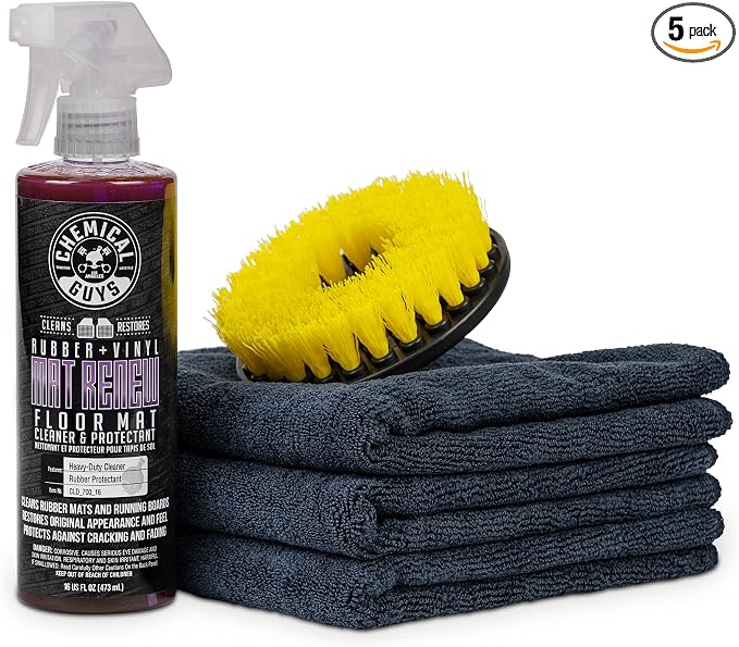 Chemical Guys, Heavy Duty Floor Mat Cleaning Kit, Mat Renew & Brush, 5 Pc