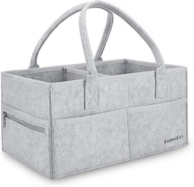 Runsabay. Nursery Basket-Baby Diaper Caddy Organizer for Changing Table-Portable Holder Tote Bag-Car Organizer with Remo