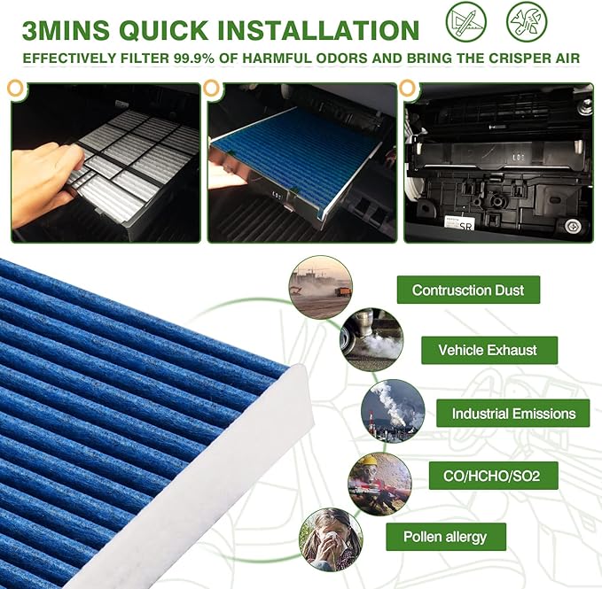 4-PACK HEPA Cabin Air Filter Fits for Toyota Camry/Corolla/4Runner Sienna Tundra RAV4 Lexus RX350 Activated CF10285 Carbon Cabin Filter Replacement Accessories