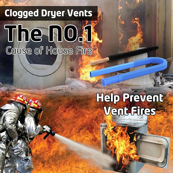 PetOde 2 Pieces Dryer Vent Cleaner Kit Compatible with Most Vacuum Cleaner, Dryer Lint Brush and Vacuum Hose Attachment with Universal Connector, Quickly Lint Remover