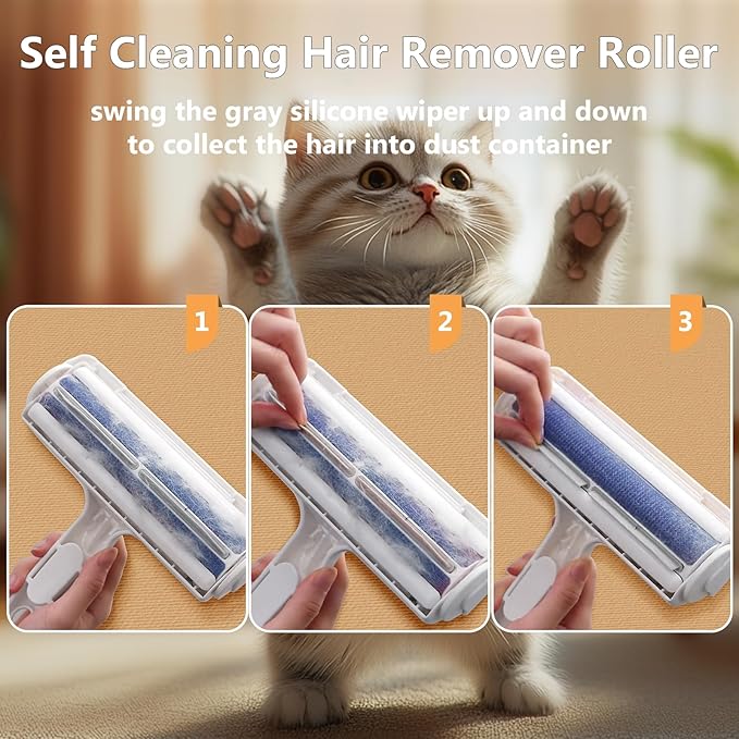 ACE2ACE Pet Hair Removal Tool, Reusable Lint Roller for Pet Hair, Self Clean Cat Hair Remover with Dust Bin, Dog Hair Remover for Couch, Furniture, Carpet, Sofa and Bedding