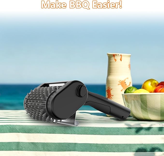 Electric Grill Brush for Outdoor, 2600mAh Upgraded BBQ Grill Cleaner with LED Light, 2-Speed Adjustable Gear, 450RPM Cordless Grill Brush, Grill Cleaning Brush with 150Mins Runtime