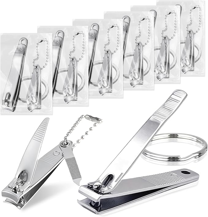 12-Piece Stainless Steel Fingernail & Toenail Clippers Set with File & Keychain - Bulk Nail Clippers Kit for Men/Women,