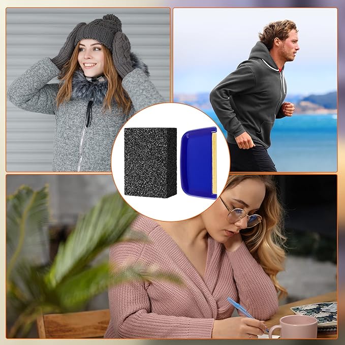 4 Pcs Sweater Pill Remover Fuzz Defuzzer Remover Stone Lint Remover Tools for Sweater Pilling Removal Fuzz Lint Remover, Black, 3.9 x 2.8 x 1.6 Inch
