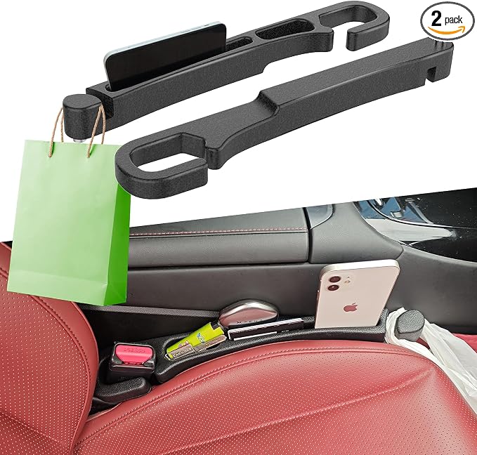 Car Seat Gap 2pk Filler with Storage, Hook & Emergency Glass Breaker - Cleanova