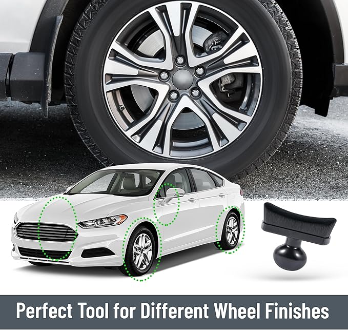 Car Tire Shine Applicator,Vegan Tire Shine Applicator with Curved Brush Head - Large Automotive Tire Dressing Applicator Brush with Storage Stand for Tire Detailing, 3.6 Inch Length (Black)